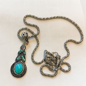 3 for $15 // Turquoise Pendent Silver Necklace
